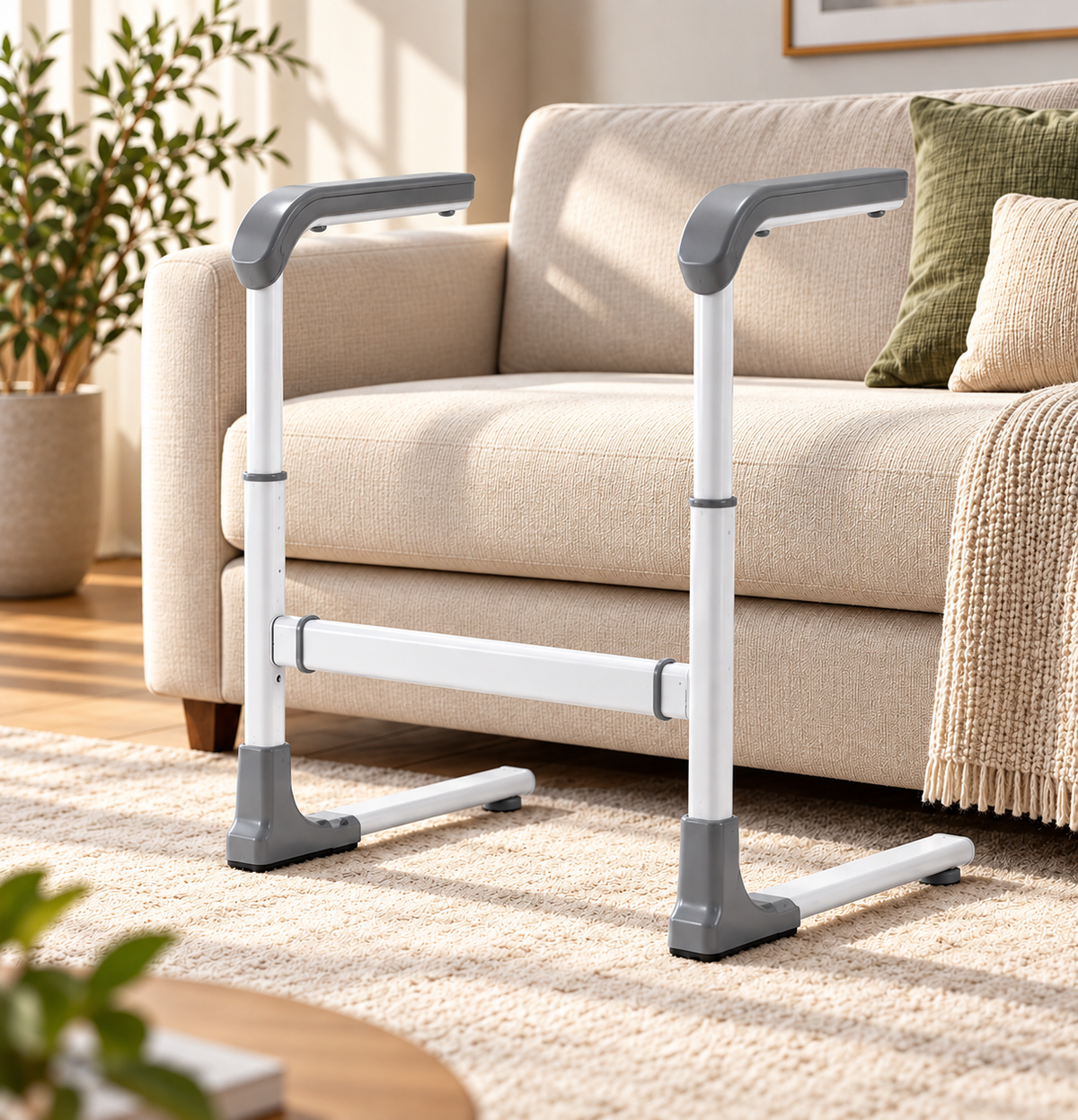 SofaRise standing aid next to a sofa